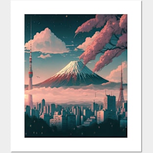 Mount Fuji - future japanese City Posters and Art